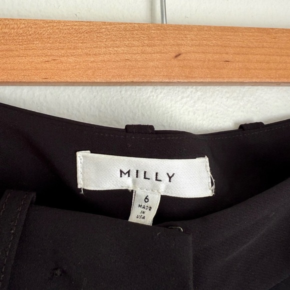 Milly • Hayden Pintuck Wide Leg Black Trouser Pants in Black - Picture 7 of 8